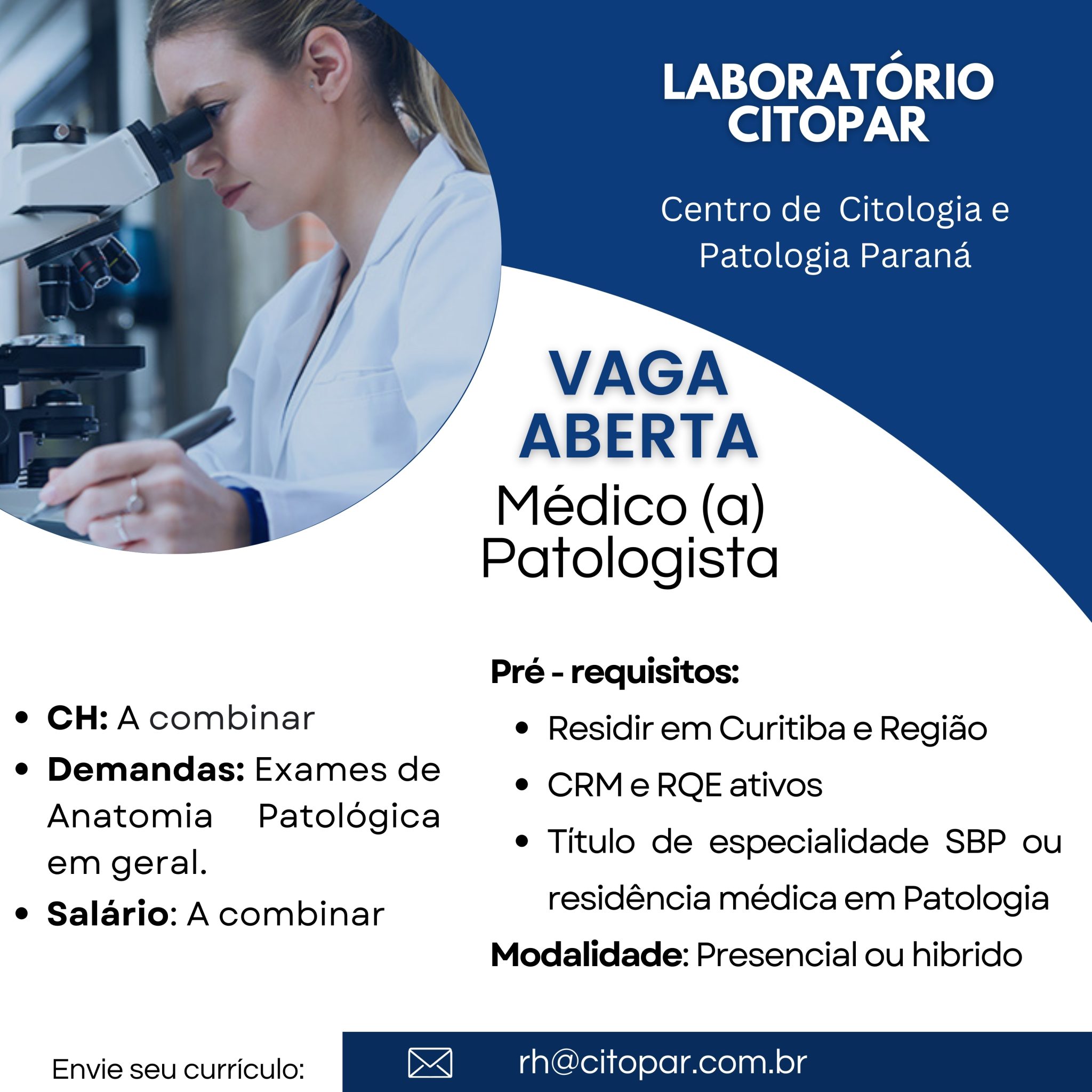 Vaga para Médico Patologista em Curitiba/PR | Sociedade Brasileira de ...